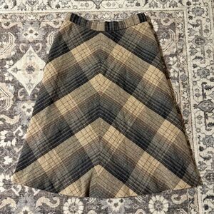 Plaid A-Line Skirt in Black and Tan